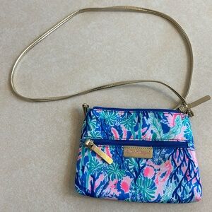 Lilly Pulitzer Crossbody Bag Purse Zip It ID Jet Stream